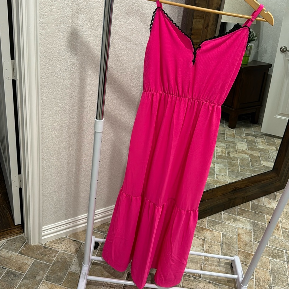 Bright pink maxi dress